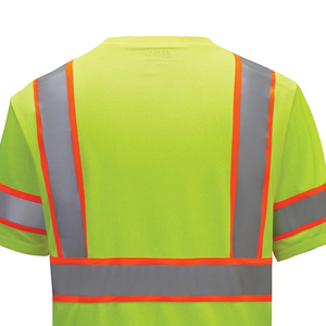 Chemise de sécurité réfléchissante de classe 2 à manches courtes jaune fluorescent pour homme, vêtements de travail 100% polyester - Product Image 5