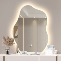 Miroir LED sans cadre décoratif mural pour salle de bain en forme de nuage irrégulier Miroir de courtoisie pour salon