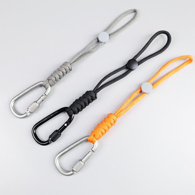 Hand-Woven Paracord Keychain Lanyard With D-Shaped Screw- Lock Carabiner Clip and Adjustable Elastic Buckle EDC