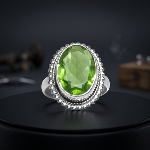 Genuine Oval Shape <b>Peridot</b> Gemstone <b>Ring</b> Solid 925 Sterling Silver Jewelry Handmade Trendy Party Fashion <b>Ring</b> Women Unisex - Product Image 3