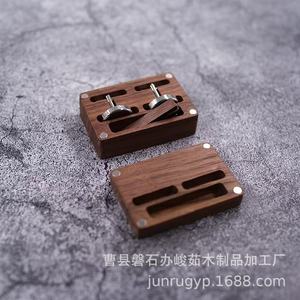 Wooden Cufflink Storage <b>Box</b> With Magnetic Lid Engraved Jewelry Organizer For Rings <b>Earrings</b> Tie Clips - Product Image 4