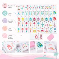 Tuiles de Mahjong en Acrylique Pastel Personnalisées Thème Voyage Rose OEM ODM Marque Privée Sac de Transport pour Jeu de Mahjong