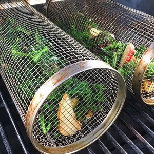 Cesta de barbacoa rodante de acero inoxidable OEM, <span class=keywords><strong>cilindro</strong></span> de barbacoa redondo para exteriores, parrilla de barbacoa - Product Image 2