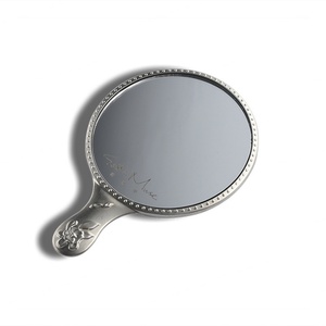 Old Fashion Decorative Hand Held Bronze Vintage Antique Vanity Cosmetic Compact Makeup Mirror - Product Image 4