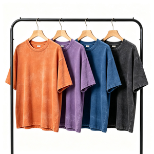 Camiseta de Hombre Oversize 100% Algodón con Lavado Ácido, Cuello Redondo, Hombro Caído, Peso Pesado, Estilo Vintage, para Pedidos al por Mayor, con Logotipo Personalizado - Product Image 1