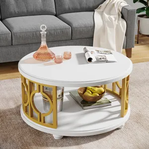 Tribesigns new design accent 80cm modern minimalist luxurious coffee table white for the living room