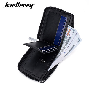 กระเป๋าสตางค์แบบสั้นสำหรับผู้ชายแบรนด์ Baellerry หนังสีดำ ซิปอเนกประสงค์ ใช้ได้ทุกวัน - Product Image 2