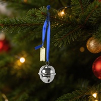 Lonceng Natal dari Baja Anti Karat dengan Logo Custom, Diameter 51mm, Berlapis Nikel, Dilengkapi Pita, Anti Karat, Cocok untuk Hadiah