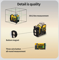 2025 pour DeWALT 360 °   Niveau laser vert rotatif 3D à 12 lignes, outil de marquage professionnel pour la construction en extérieur, batterie au lithium DW89LG