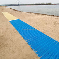 Alfombra de Acceso a la Playa de Malla Fina Cuadrada de Poliéster, Resistente a los Rayos UV y a la Intemperie, para Uso en Costas y Patios Traseros, con Acceso para Sillas de Ruedas