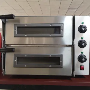 Elektrikli fırın pişirme fırını ekipmanları ticari ekmek Pizza makinesi için Pizza makinesi çift katmanlı elektrikli Forno Pizza fırınları