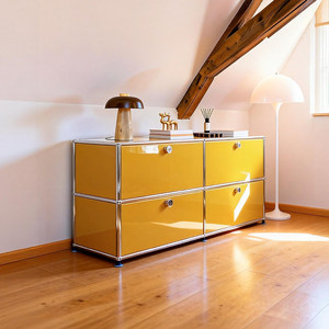 Mobiletto Modulare in Acciaio Inossidabile dal Design Moderno Bauhaus, Credenza per Soggiorno con Guide Silenziose e Vano Contenitore - Product Image 1