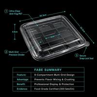 Boîte d'emballage alimentaire carrée personnalisable en PET transparent de qualité alimentaire à 9 compartiments pour boulangerie, gâteaux, pain, sushis
