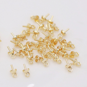 Gold Plated Copper Earring Studs 14K 18K Pearl Pendant Jewelry Findings For DIY Handmade Accessories - Product Image 3
