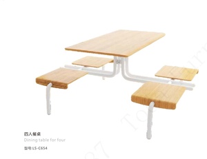 Ensemble table et chaises en bois massif pour restauration rapide, idéal pour les cantines scolaires et les restaurants, mobilier de cantine scolaire - Product Image 1