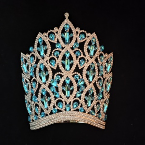 Mũ miện cuộc thi sắc đẹp đính đá hình vòng cung rộng lớn màu xanh lam dành cho nữ hoàng vô địch - Product Image 1