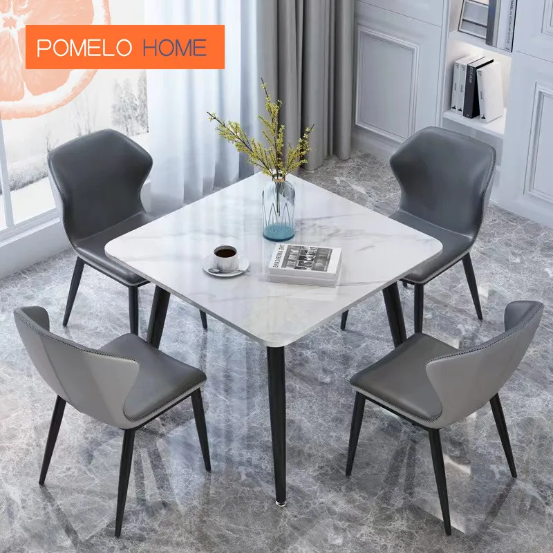 Pomelohome Juego de mesa de comedor Sillas Silla de habitación Mármol con Mini cuadrado Daining Muebles modernos Ahorro de espacio y Escritorio de crema