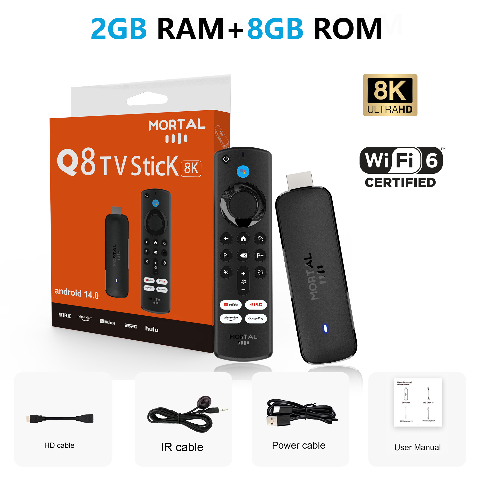 Dispositivo de TV Android 14 de Alta Calidad Mortal Q8, Quad Core