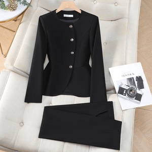 Ensemble de tailleur professionnel <span class=keywords><strong>pour</strong></span> femme, idéal <span class=keywords><strong>pour</strong></span> le travail et les déplacements, coupe ajustée, collection Printemps-Automne, style hôtelier - Product Image 2