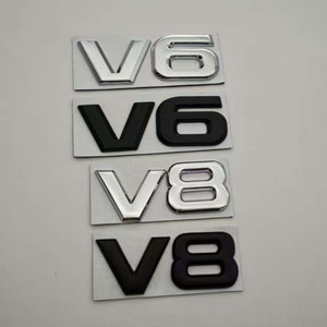 Autocollant de voiture auto-adhésif en métal chromé noir 3D avec logo V6 V8, badge de cylindrée du moteur, pour Toyota V6 V8, accessoires automobiles - Product Image 2