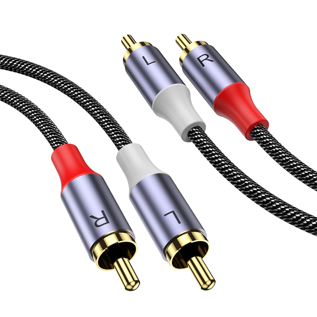 Factory Wholesale Gold Plated Nylon Braided Rca to Rca High Quality Car Audio Rca Cable