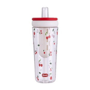 Vaso de plástico Eternity con pajita de 500 ml, taza portátil de viaje para té y té de frutas - Product Image 1