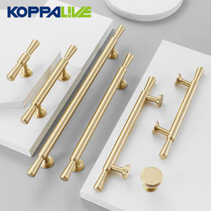 มือจับตู้แบบ T-Bar ทำจากทองเหลืองแท้ Koppalive สไตล์โมเดิร์นวินเทจ ขัดเงาอย่างหรูหรา สำหรับตู้เสื้อผ้า ลิ้นชัก ประตู มีหลายขนาด - Product Image 4