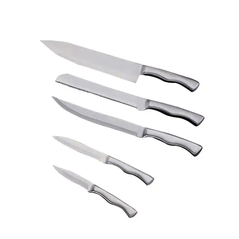 Coltello da cuoco coltelli da cucina per pane set di coltelli in acciaio inossidabile da 5 pezzi con blocco acrilico