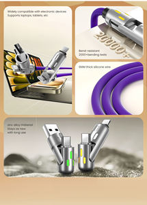 Kabel pengisi daya Cepat <span class=keywords><strong>USB</strong></span> <span class=keywords><strong>4</strong></span> in 1 produk 3C gudang AS untuk telepon Laptop kabel <span class=keywords><strong>Data</strong></span> ringan warna-warni paduan seng dengan tas pembawa - Product Image 4