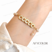 Bracelet en perles d'imitation pour femme, inspiré des cinq dynasties, plaqué or, luxe léger, vente en gros, fournisseur OEM en stock
