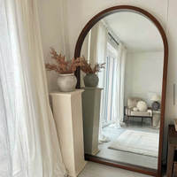 Miroir sur pied moderne en bois rustique, grand format, arqué, pleine longueur, personnalisable, en promotion