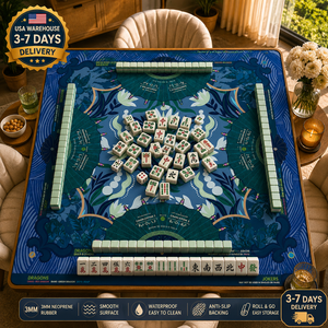 美国仓库存货豪华红色油画美式麻将垫33x33英寸3毫米氯丁橡胶防滑防水桌面游戏垫 - Product Image 3