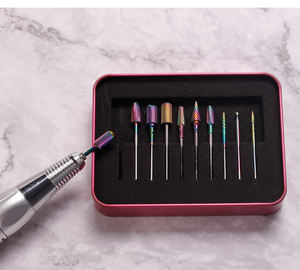 Juego de 10 Herramientas para Pulir Uñas, Brocas de Carburo de Titanio y Aleación de Acero de Tungsteno, Juego de Puntas para Remover y Pulir Uñas en Caja de Aluminio - Product Image 1