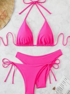 Classique trois pièces Bikini <span class=keywords><strong>maillot</strong></span> <span class=keywords><strong>de</strong></span> <span class=keywords><strong>bain</strong></span> femmes couleur unie Sexy ton unique serré dos nu <span class=keywords><strong>maillot</strong></span> <span class=keywords><strong>de</strong></span> <span class=keywords><strong>bain</strong></span> fendu <span class=keywords><strong>maillot</strong></span> <span class=keywords><strong>de</strong></span> <span class=keywords><strong>bain</strong></span> - Product Image 2