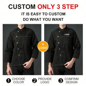 Veste de Chef Bleu Royal à Manches Longues Blanches avec Boutons Dorés pour Femmes – Uniforme de Travail de Restaurant et de Cuisine - Product Image 3
