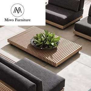 Muebles de exterior de lujo Vestíbulo del hotel Jardín Diseño moderno Madera de teca natural Striata Patio Resort Lounge <span class=keywords><strong>Mesa</strong></span> de centro <span class=keywords><strong>cuadrada</strong></span> - Product Image 3