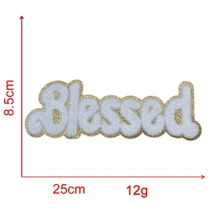 New Big Size <strong>Iron</strong> <strong>on</strong> Gold <strong>Edge</strong> Jesus Embroidery Chenille Patch Blessed Embroidered Christian Chenille Patch for Clothing Bag - Product Image 2