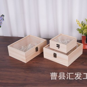 Transparent Glass <b>Lid</b> Wooden <b>Box</b> Rectangular Flip Top Acrylic Storage Souvenir <b>Box</b> - Product Image 4