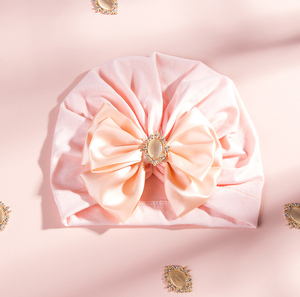 Chapeau en nylon style Dobby brodé à la main pour nouveau-nés filles (0-24 <span class=keywords><strong>mois</strong></span>) avec grand nœud – Idéal pour la fête prénatale - Product Image 3