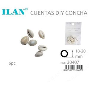 Perles de coquillage Ilan 18-20 mm, couleur naturelle, trou latéral, 6 pièces, bricolage - Product Image 3