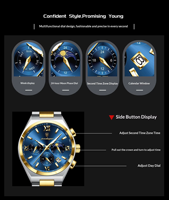 Montre chronographe pour homme POEDAGAR 688 de luxe, acier inoxydable, or, étanche, lumineuse, calendrier semaine/date, quartz.
