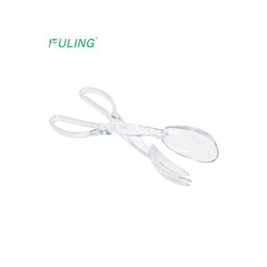 Platter Pleasers 11 1/2 "Comida Tong Cuchara y tenedor Emparejamiento Plástico transparente Ensalada Pinzas 48/Caja - Product Image 1