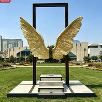 YOUFINE Sculpture d'ailes d'ange en bronze doré, style Art Moderne, pour photomaton extérieur et aménagement paysager commercial