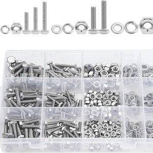 304 Stainless Steel Hex Bolts Nuts Lock and Flat Washers Kit M4 M5 M6 540pcs DIN933 Class 8.8 Passivated Standard - Product Image 3