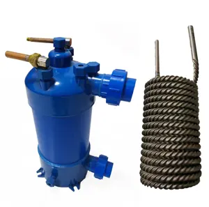 PVC壳钛管换热器不锈钢316壳管式蒸发器，用于水池水箱冷水机组热泵