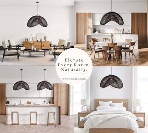 Lucian rotin suspension Boho côtier rotin suspendu plafonnier pour cuisine salle à manger salon chambre salle de bain décor - Product Image 4