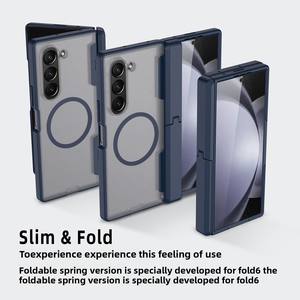 Étui fin magnétique pour Samsung Galaxy Z Fold 6 <span class=keywords><strong>avec</strong></span> protection de charnière à ressort, <span class=keywords><strong>coque</strong></span> de téléphone <span class=keywords><strong>transparente</strong></span> givrée antichoc - Product Image 3