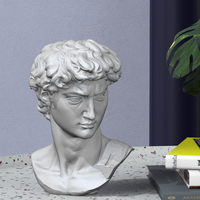 Édition en gros tout blanc résine David buste Statue demi-corps Sculpture Figurine d'art religieux pour la décoration de la maison et du bureau