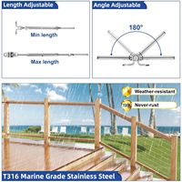 Kit de garde-corps pour câble en acier de 1/8 po, avec tendeur à sertir et embout, réglable pour terrasse, en acier inoxydable 316 de qualité marine