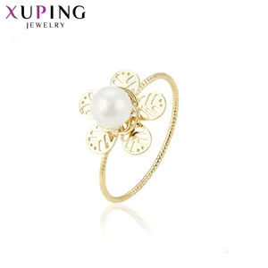 15356 Xuping Sieraden Elegante Bloem Koninklijke Luxe Diverse Elegante Dagelijkse Romantische 14K Gouden Kleur Vrouw Meisje Plastic Kralen Ring